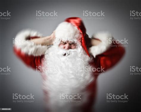 Frustrated Santa Claus Santa Claus Suffering From Headache Migraine
