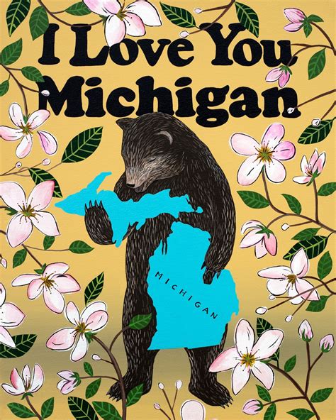I Love You Michigan Print Michigan Art Michigan Fun Michigan