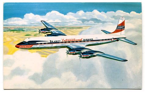 Braniff International Airlines Douglas Dc 7 Airplane In Flight 1950s