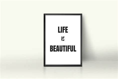 Life Is Beautiful Wall Art Typography Print Motivational Etsy