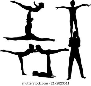 Set Gymnasts Acrobats Vector Isolated On Stock Vector Royalty Free Shutterstock