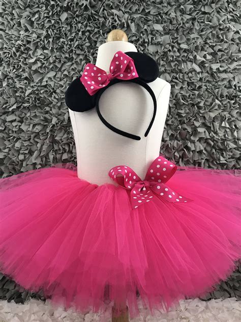 minnie mouse hot pink tutu costume with headband by glitterkissboutique on etsy birthday tutu