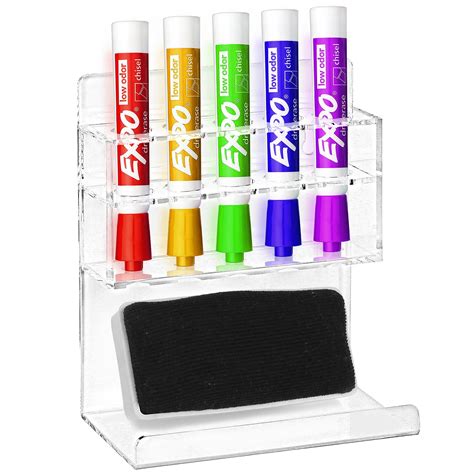 Deluxe Clear Acrylic Wall Mounted 5 Slot Whiteboard Dry Erase Marker