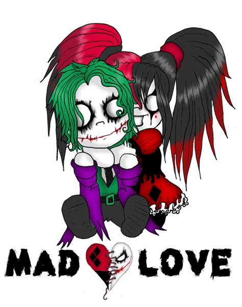 Two Cartoon Characters Hugging Each Other With The Words Mad Love