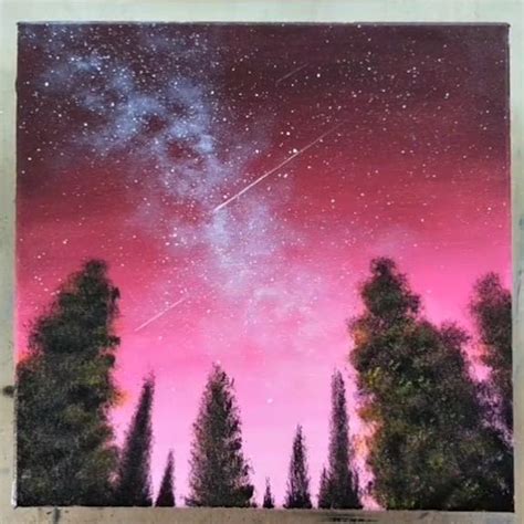 Galaxy Forest Painting Acrylic Painting Tutorial Video Sky Art