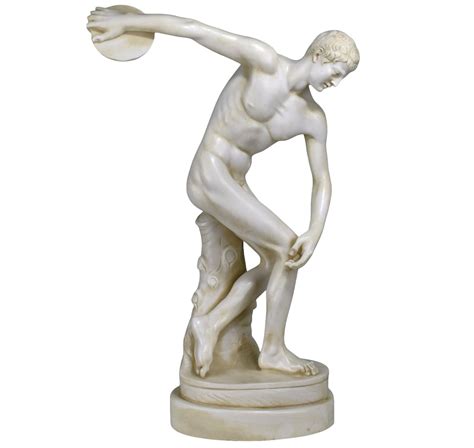 Discobolus Discus Thrower Nude Male Athlete Greek Roman Cast Marble
