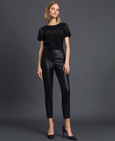 Faux Leather Leggings Woman Black Twinset Milano