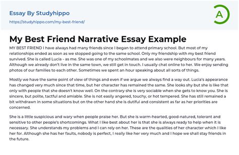 My Best Friend Narrative Essay Example