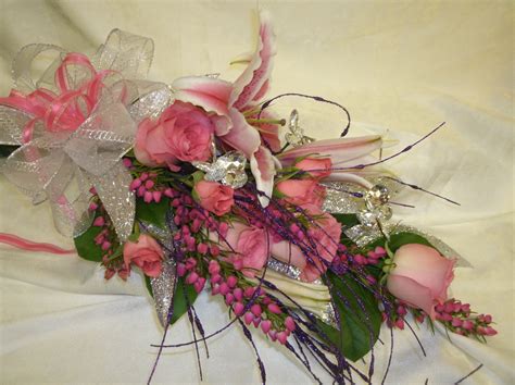 Prom Flowers Arm Bouquet Of Stargazer Lily Pink Roses Baronia And