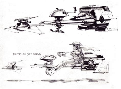 Star Wars Episode Vi Return Of The Jedi Speeder Bike Concept Art By Joe Johnston Nilo Rodis