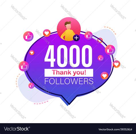 Thank You 4000 Followers Numbers Flat Style Vector Image