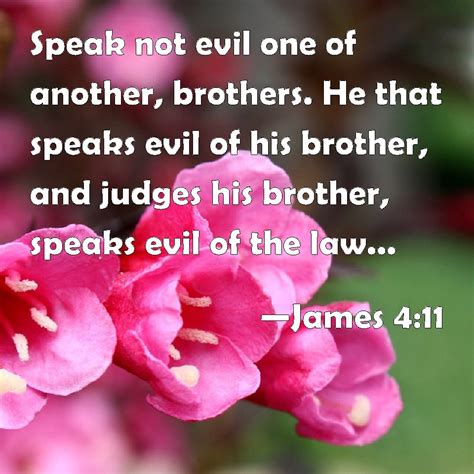 James Speak Not Evil One Of Another Brothers He That Speaks Evil Of His Brother And
