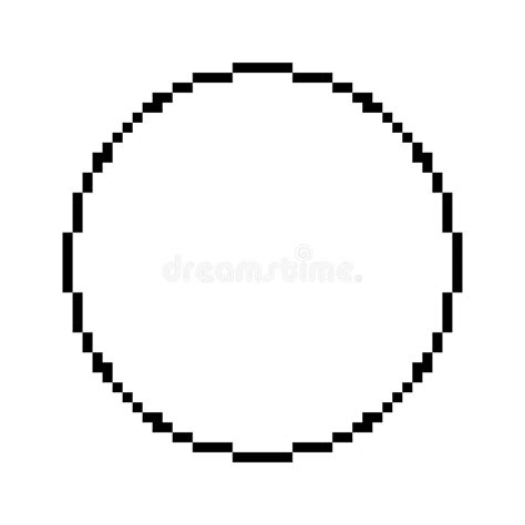 Pixel Circle Pixelated Circular Border 8 Bits Pixelart Stock Vector