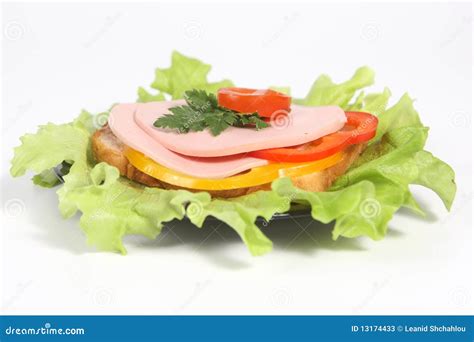 Ham Sandwich With Ripe Potato Stock Image Image Of Refreshment Gourmet 13174433