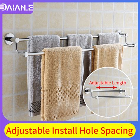 Towel Bar Double Stainless Steel Towel Rack Hanging Holder Wall Mounted