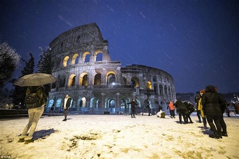 Rome Is Blanketed By Snow After Arctic Storm