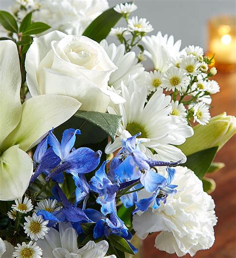 Healing Tears Blue And White Sympathy Flowers 1800flowers