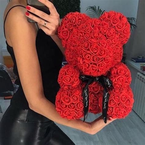 Teddy Bear Rose 16 Inches Red Roses Valentines Day Teddy Bear