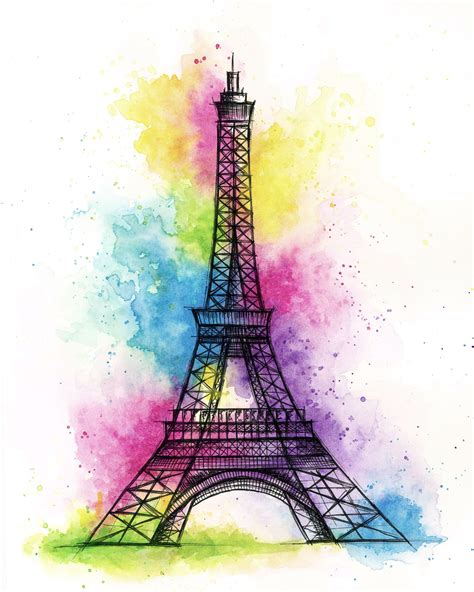 Eiffel Tower Watercolour Eiffel Tower Art Eiffel Tower Painting