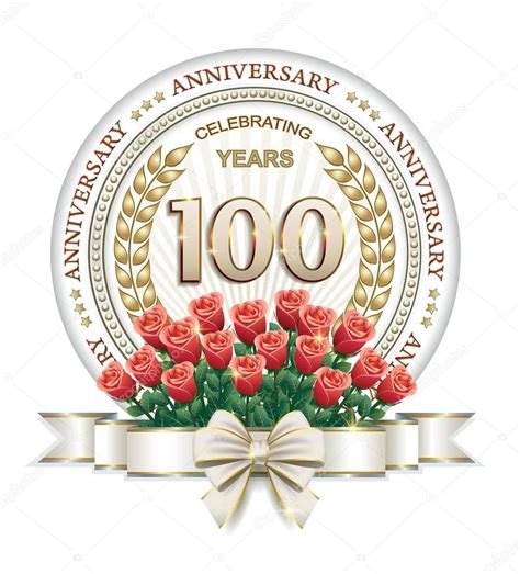 Cartão De Aniversário De 100 Anos Com Rosas — Vetor De Stock © Seriga