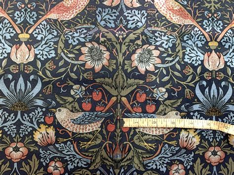 Strawberry Thief Velvet William Morris Upholstery Fabric By The Yard Historic Velvet Home