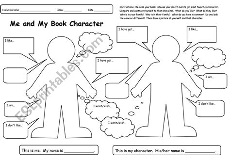 Me And My Book Character Book Report Esl Worksheet By Jenjenjag