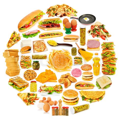 Circle With Lots Of Food Items Stock Image Colourbox