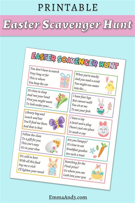 Easter Egg Scavenger Hunt Clues For Kids