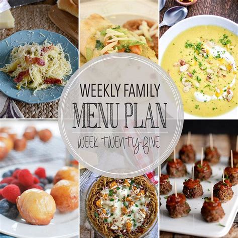 See more ideas about recipes, food, cooking recipes. Weekly Family Menu Plan - 5 weeknight dinner recipes, a weekend breakfast, and a yummy dessert ...