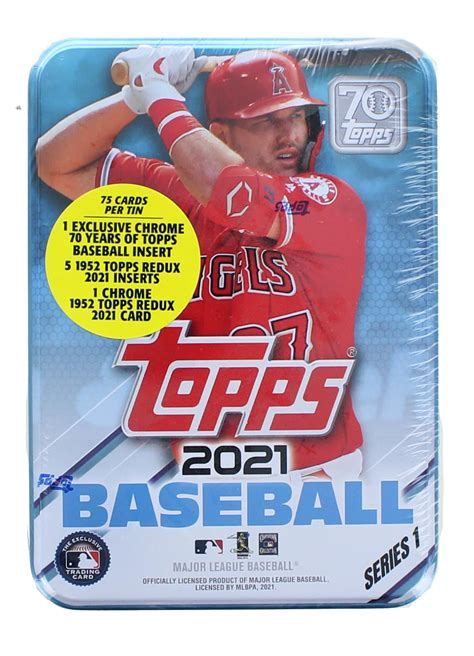 mlb 2021 topps series 1 baseball tin 75 cards