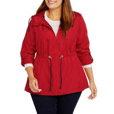 Weather Tamer Weather Tamer Womens Plus Size Hooded Packable Anorak Zips Up Into A Small