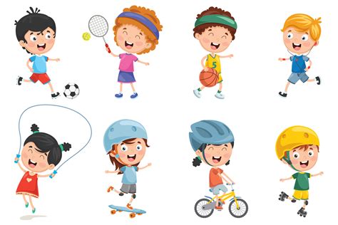 Set Of Kids Playing Sports 690676 Vector Art At Vecteezy