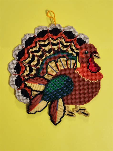 Completed Plastic Canvas Thanksgiving Turkey Wall/door Decor free