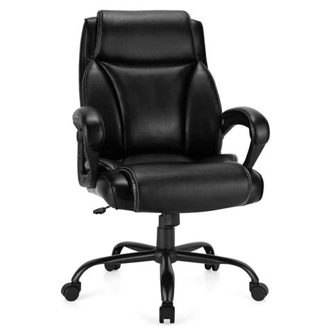 Costway Black 400 Lbs Big And Tall Leather Office Chair Adjustable
