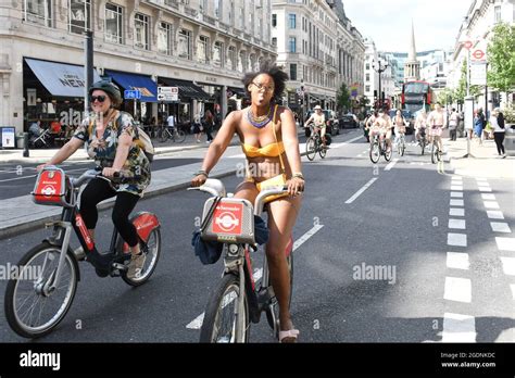 London UK H August Hundreds Of Naked Cyclists Took To The