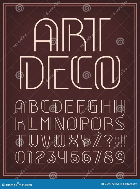 Art Deco Alphabet Font Minimalistic Letters Numbers And Symbols Stock