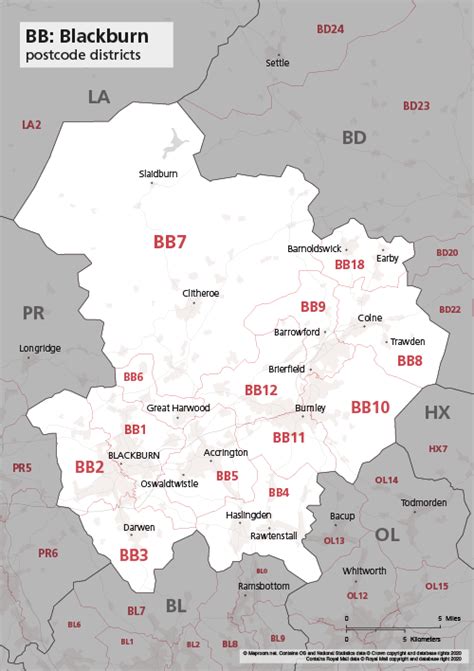 Map Of Bb Postcode Districts Blackburn Maproom