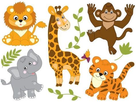 Safaritiere Clipart Digital Vector Safaritiere Löwe Tiger Elefant