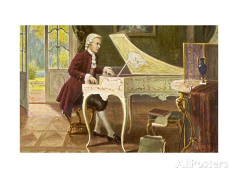 Wolfgang Amadeus Mozart The Austrian Composer Playing An Ornate