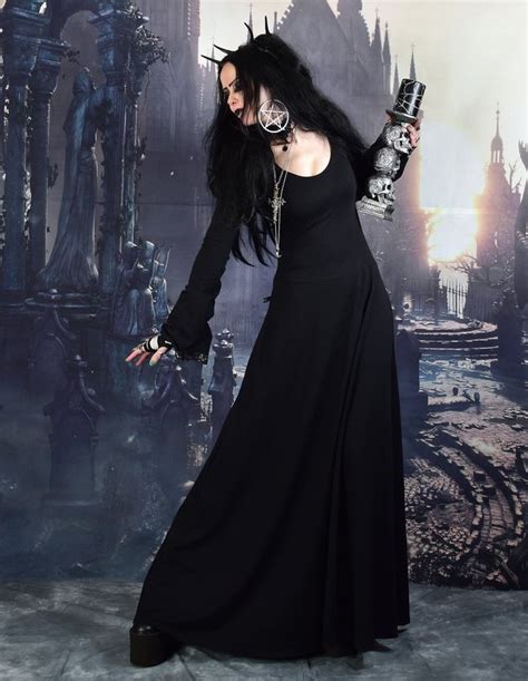 Gofficeia Witch Dress Witchy Clothing Cotton Long Witchy Goth