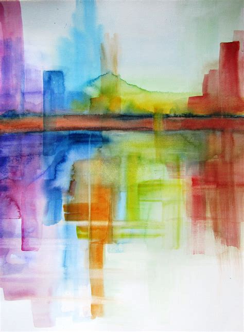 Abstract Landscape Original Watercolor Painting 14x