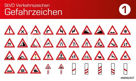 Retroreflektierend ra2 oder ra3 ausgestattet. Fototapeten StVO Verkehrszeichen Gefahrenzeichen Auto PKW ...