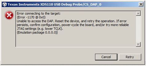 MSP Launchpad Error Connecting To The Target Error MSP Low Power Microcontroller