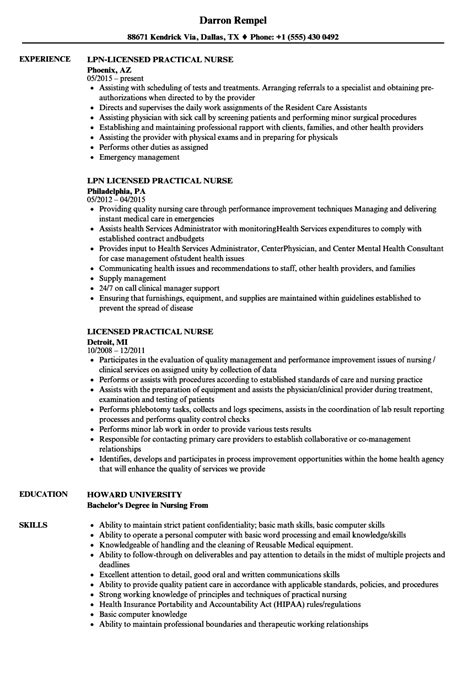 Resume Templates For Licensed Practical Nurse