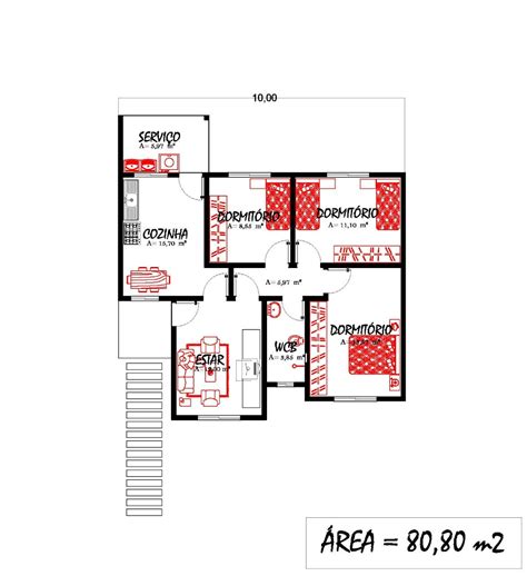 Plantas De Casas Com 80 M2 3 Tipos