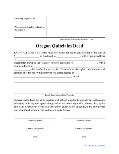 Oregon Quitclaim Deed Form Fill Out Sign Online And Download Pdf
