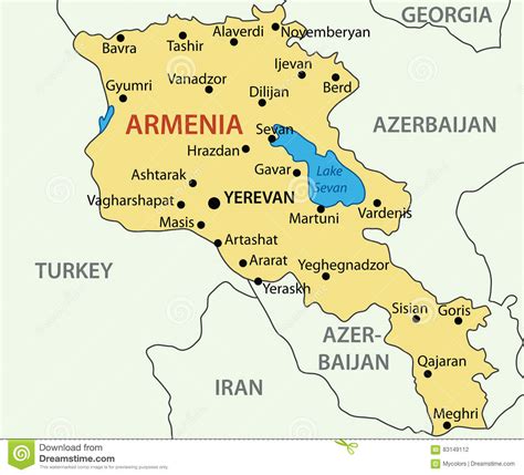 Angrenzende länder sind im nordwesten georgien, im osten… armenien von mapcarta, die offene karte. Republik Armenien - Karte vektor abbildung. Illustration ...