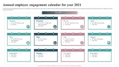 Employee Engagement Calendar Slide Team
