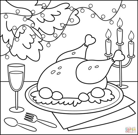 Christmas Dinner Coloring Page Free Printable Coloring Pages