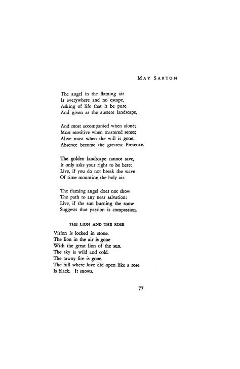 The Lionn And The Rose 1may Sarton Life Poetry May